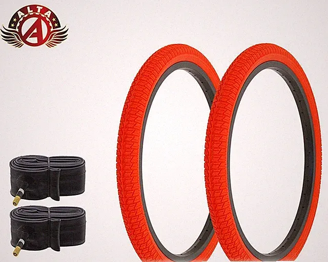 2 Alta Performance BMX BICYCLE Infection FREESTYLE TIRE 20" x 1.75" RED W/TUBES