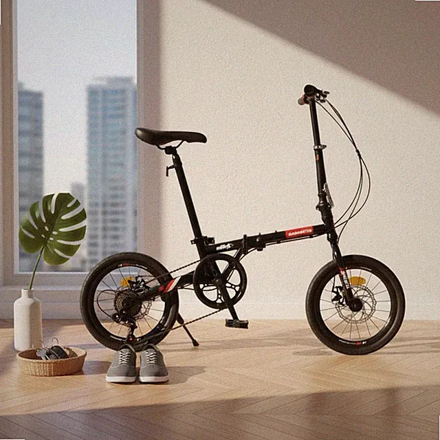 20 Inch Folding Bike Double Disc Brakes Lightweight Folding Bike for Commuting