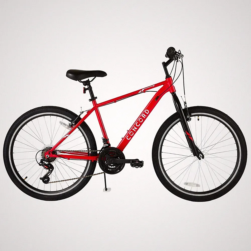 26" Concord Mountain Bike, 21-Speed Bicycle, Fits 5'2"+ Riders, Red
