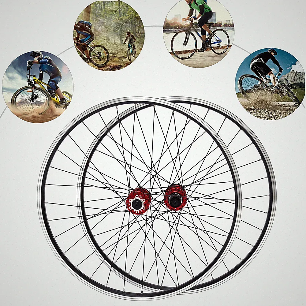 29 inch Front & Rear Wheel Mountain Wheelset Red Hub Disc Brake Bicycle Wheels