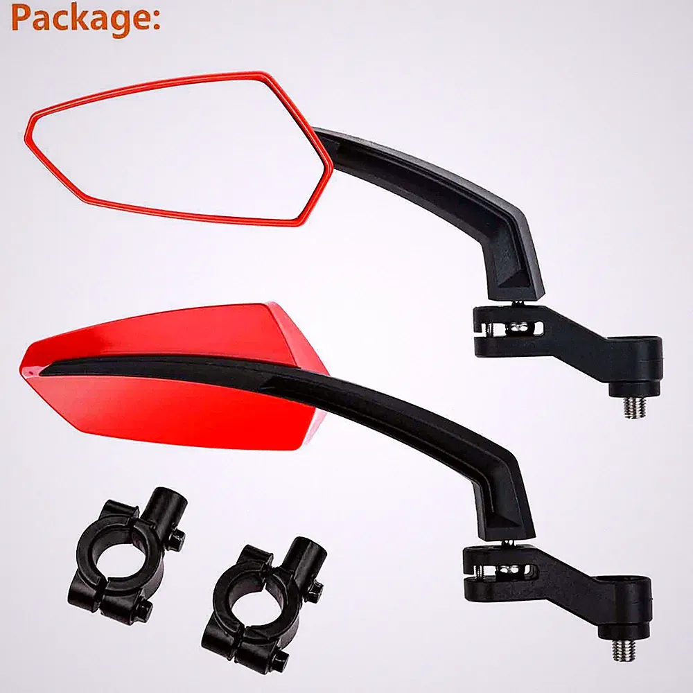2pc Bike Biking Mirror Handlebar Mount, Rotatable Bicycle Rear View Glass Mirror