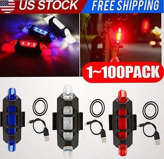 5 LED USB Rechargeable Bike Tail Light Bicycle Safety Cycling Warning Rear Lamp