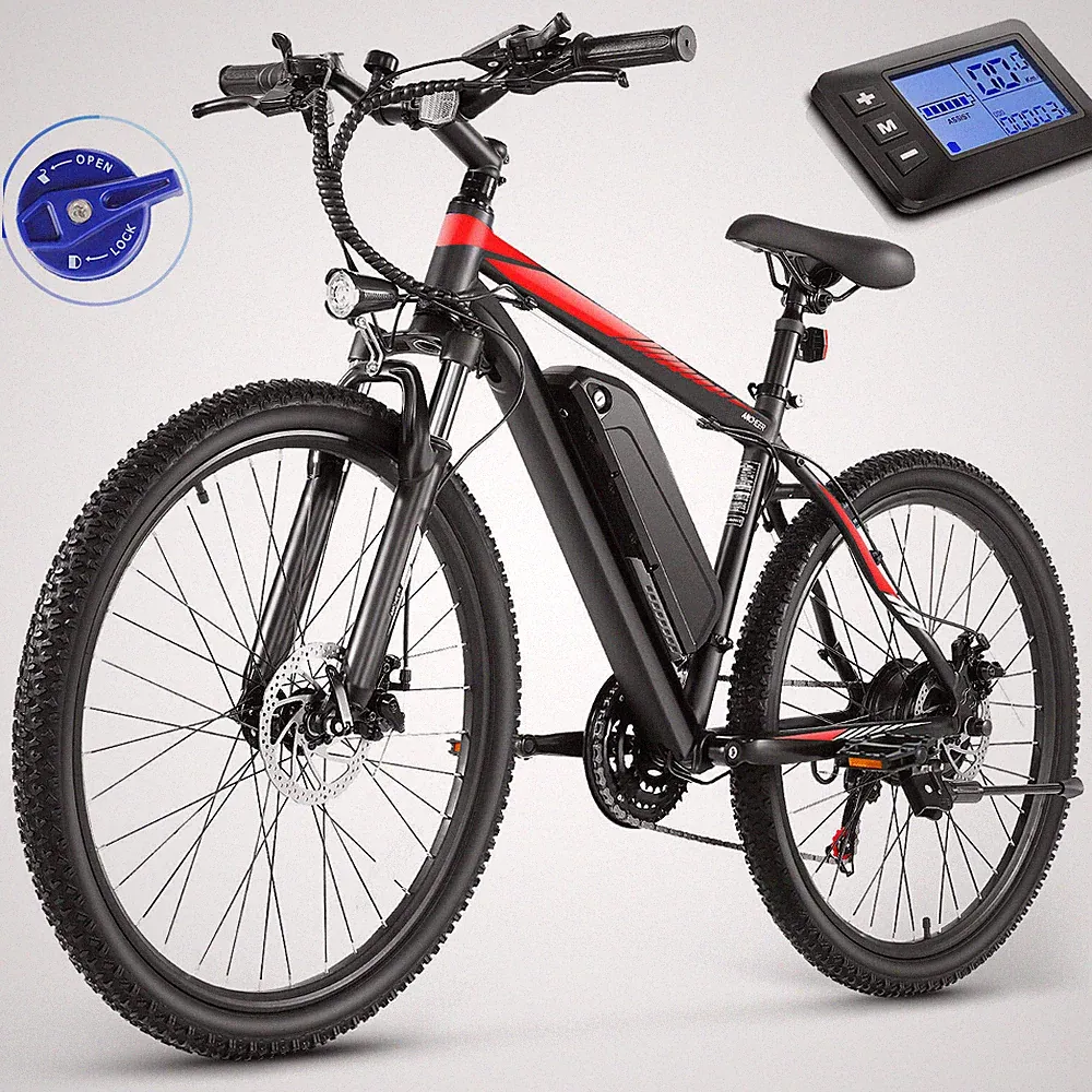 500W 26" Electric Hybrid Bicycle 21-Speed 22MPH w/LCD Display Mountain Bicycle