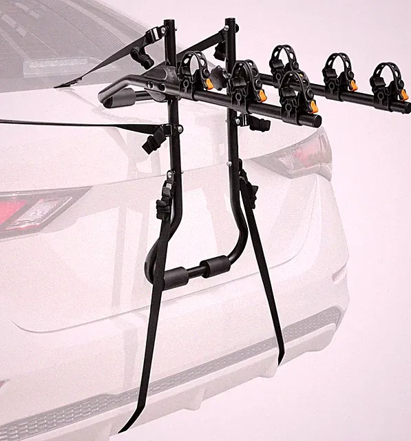 Adjustable 3-Bike Trunk Rack with Protective Cradles for Sedans & Minivans