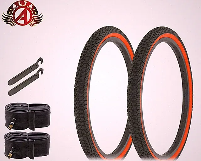 Alta High Performance BMX BICYCLE Infection TIRE 20" x 1.75" BLACK/RED 6PC SET.