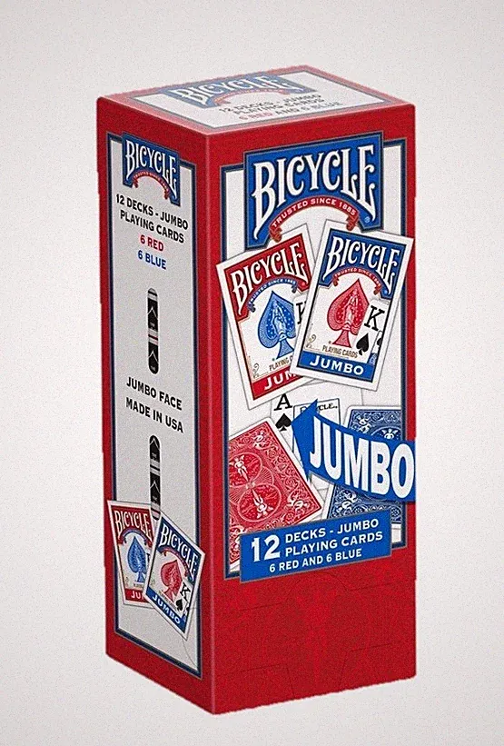 Bicycle Jumbo Face Playing Cards 12 Pack Standard Poker Decks Classic 6red/6blue