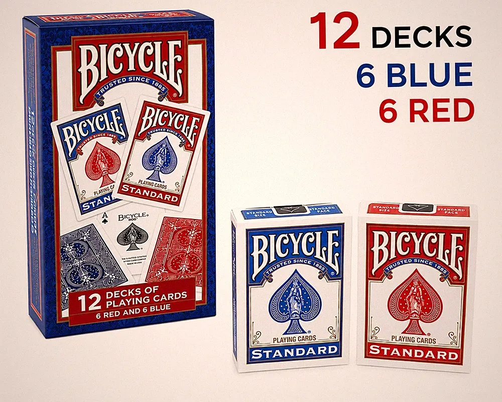 Bicycle Standard Index Playing Cards 12 Pack Red Blue Ideal for Poker Games
