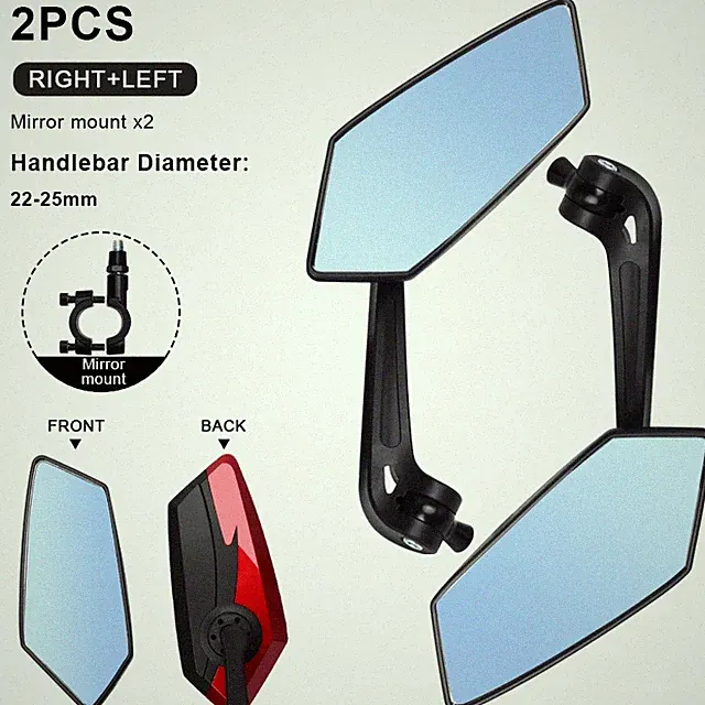 Bicyle Rear View Mirror Two-Color Wide Angle Reflector Clear Wide Range Bike Rea