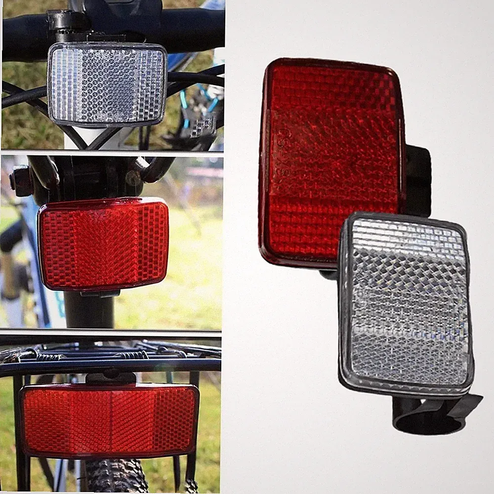 Bike Bicycle Reflector Set Front White Rear Red Safety Warning Lens 2 Pack NEW