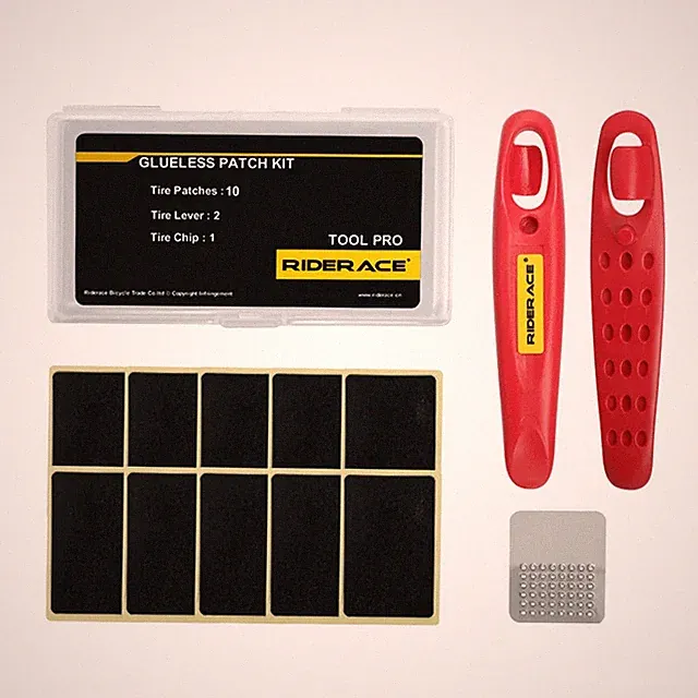 Bike Glueless Patch Repair Kit Inner Tube Patches Tyre Lever Tool MTB