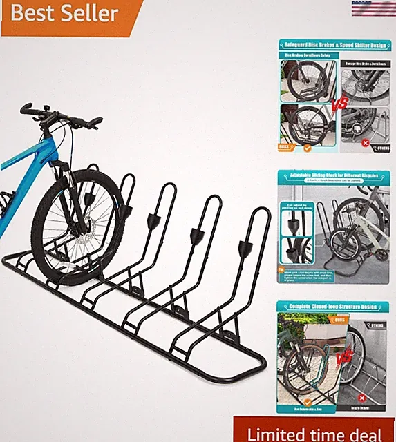 Bike Rack for 5 Bikes Indoor Outdoor Garage Kids Mountain Road Bikes Holder