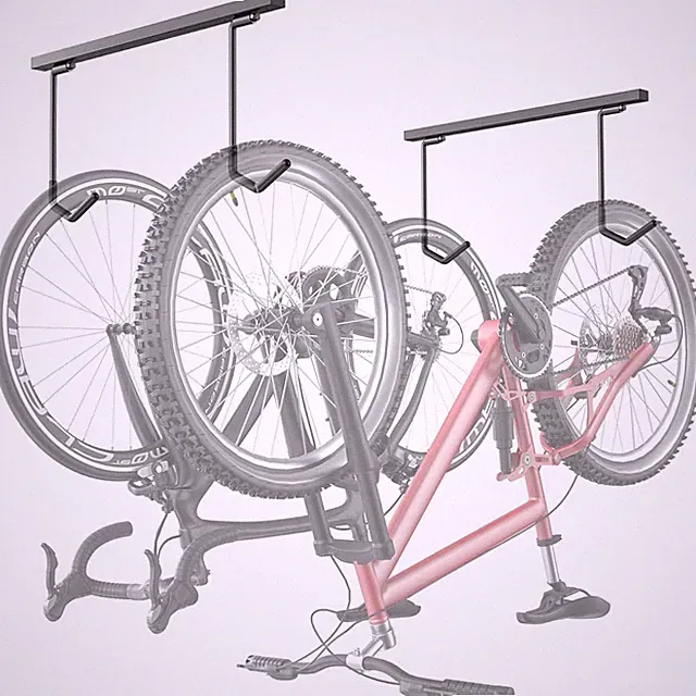 Ceiling-Mounted Bike Rack for Garage Storage - Holds 2 or 4 Bikes Adjustably
