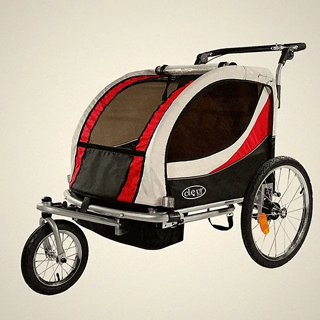 ClevrPlus Deluxe 3-in-1 Double Seat Bike Trailer Stroller Jogger, Red