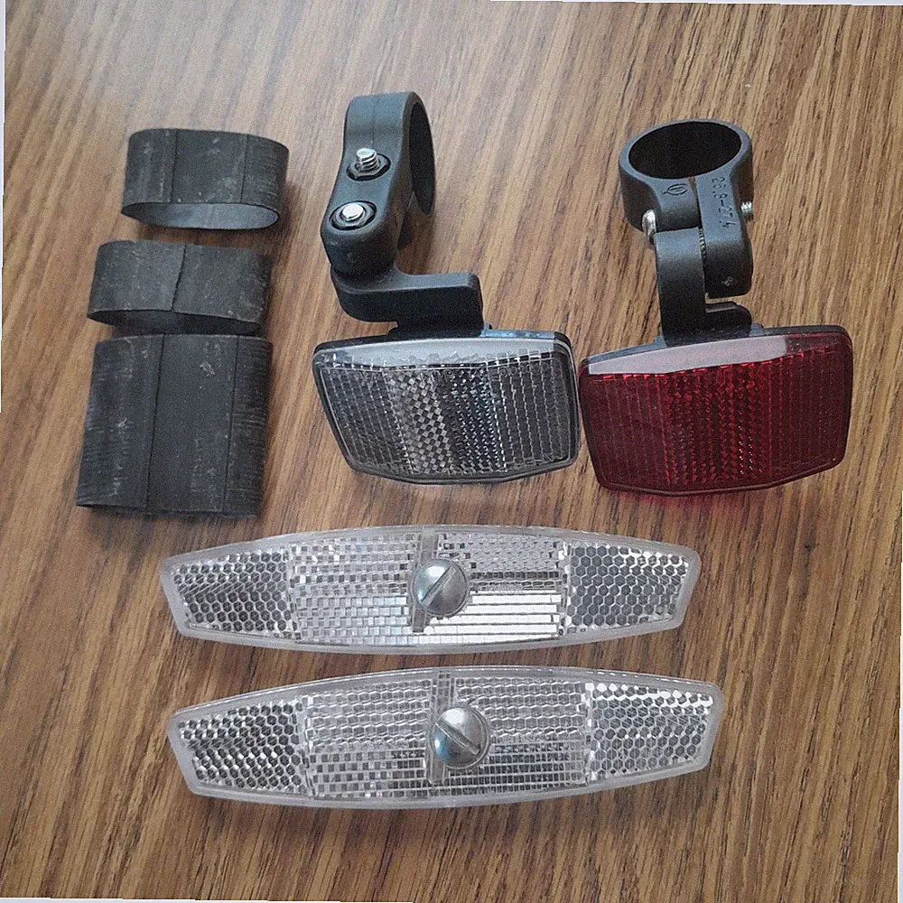 Complete Bicycle Reflectors Set: 2 Spoke Mounted Plus Front White And Rear Red