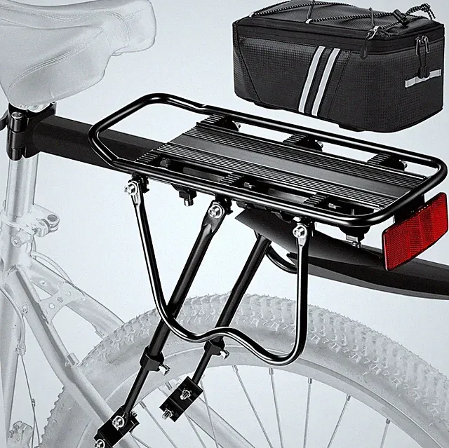 Durable Rear Bike Rack with Waterproof Bag & Safety Reflector - 115 lbs Capacity