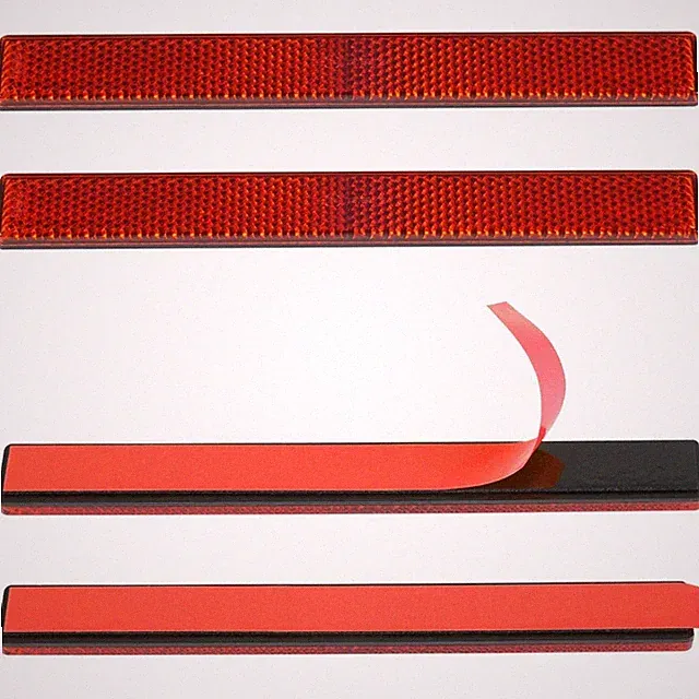 Evermotor Stick-On Rectangular Reflectors Red Safety Reflector 6.53 Inch Motorcy
