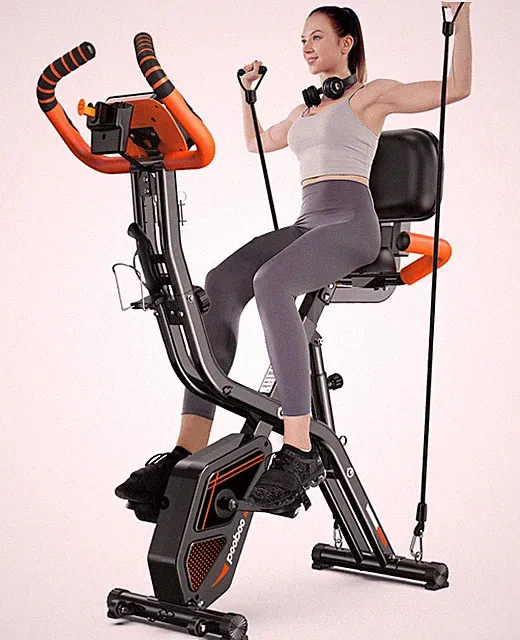 Home Folding Exercise Bike Stationary Bike Upright X-Bike Fitness Cycling Bike