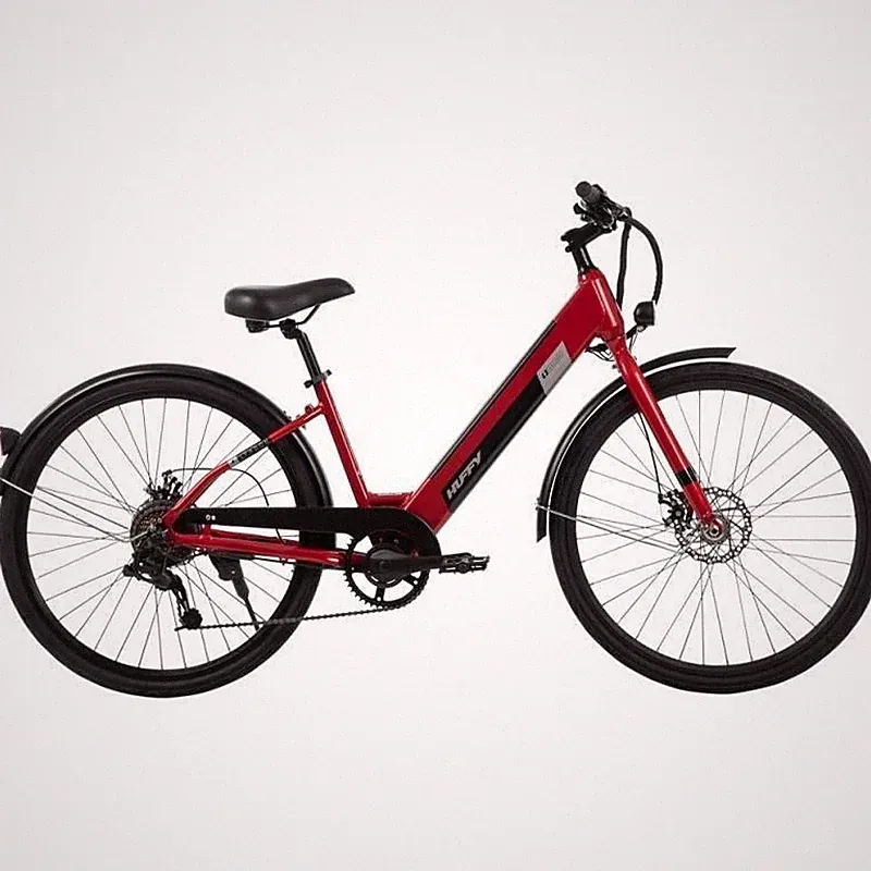 HUFFY ADULT LYNDON 27.5" STEP THROUGH HYBRID ELECTRIC BIKE - RED