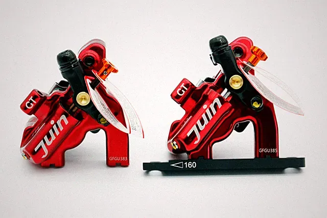 Juin Tech Gt-F Cyclocross eBike Bicycle 4-Piston Disc Brake Caliper Set Red