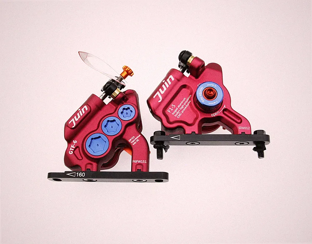 Juin Tech GTF6 Cyclocross Bicycle 6-Piston Hydraulic Brake Caliper Set Red