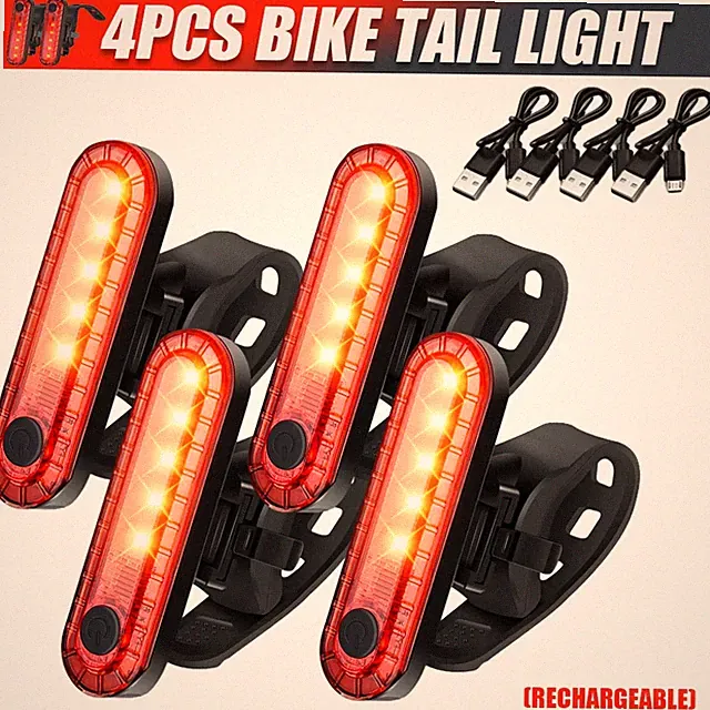 LED USB Rechargeable Bike Tail Light Bicycle Safety Cycling Warning Rear Lamp