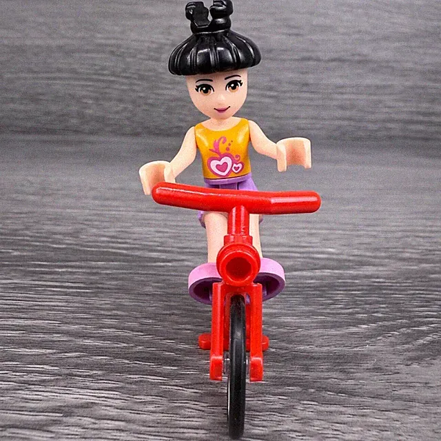 Lego Bicycle Friends Girls Red City w/ Friends Girl Minifigure on Bike Toy 2009