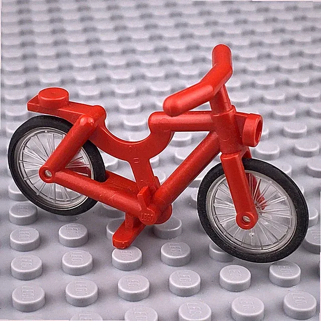 LEGO Red Minifigure Bike Bicycle Clear Wheel Black Tires 4719c02 City Town