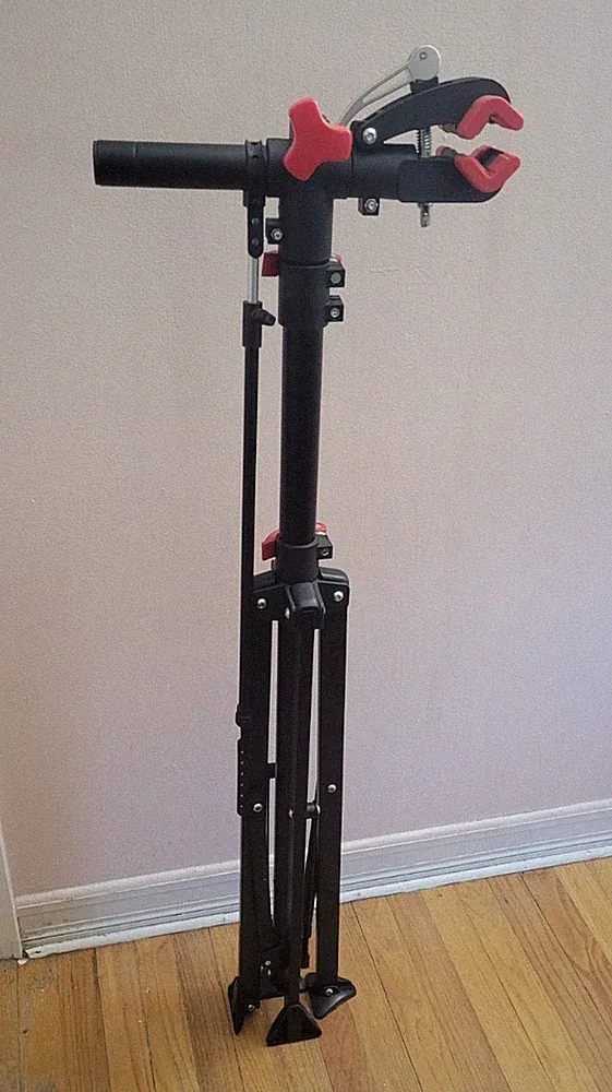Portable Bicycle Repair Stand Workstand w/ Clamp Head, Black/Red