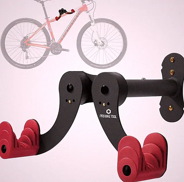 PRO BIKE TOOL Bike Wall Mount - Horizontal Indoor Bike Rack for 1 Bicycle - RED