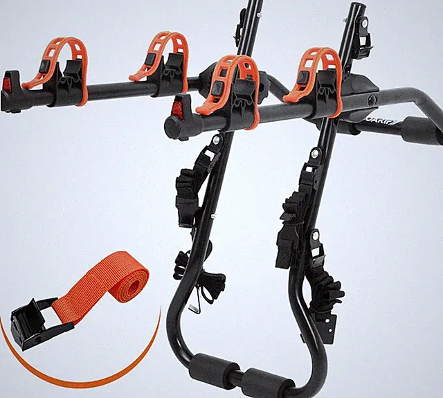 Sports Deluxe Trunk Mount Bike Rack for 2 Bikes, 70Lbs Capacity, Black/Orange