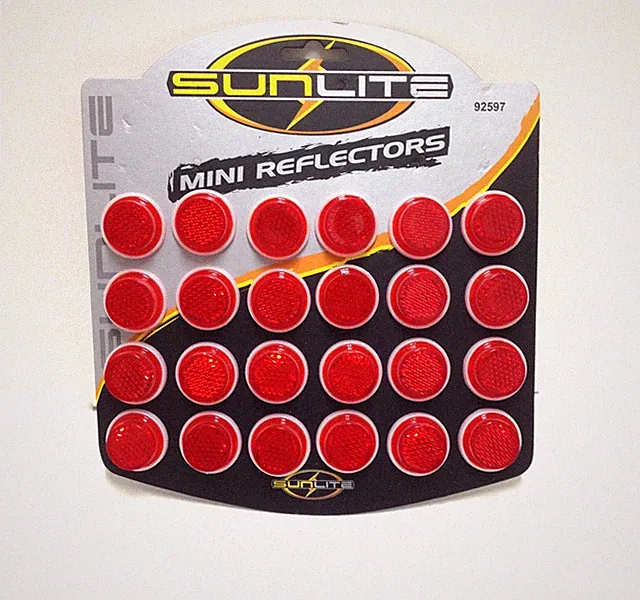 SUNLITE 1" Mini Red Reflectors w/ Wing Nut - Bike Bicycle Safety NEW SET OF 24