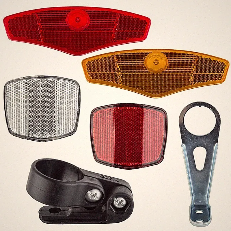 SUNLITE BICYCLE REFLECTOR SET 5" AMBER/RED WHEEL PLUS FRONT & REAR W/BRACKETS