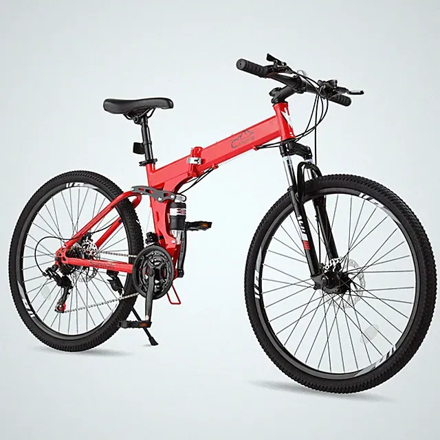 UBesGoo 27.5in Folding Mountain Bike Shimano 21-Speed with Disc Brakes, Red
