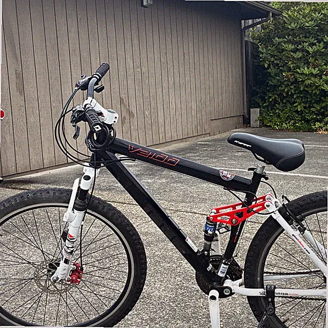 Velo Full Suspension Mountain Bike Black/White/Red Flat Bar Mech Disc Brakes