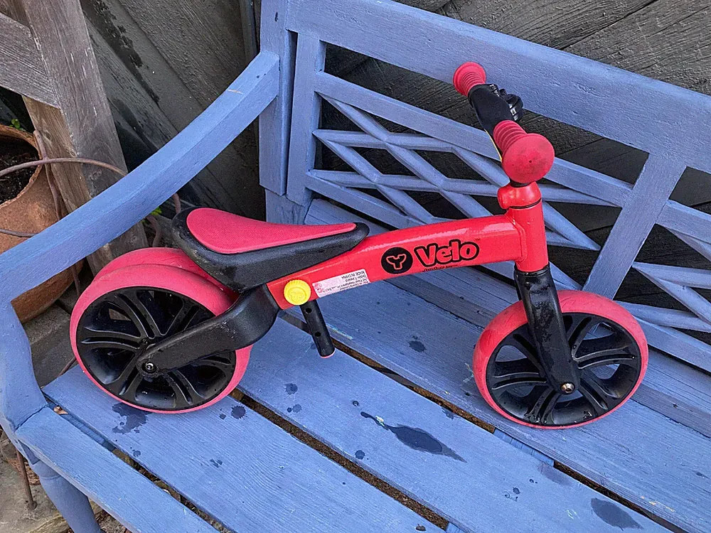Velo Junior Balance Bike (Red) - YVolution 9" Wheels Adjustable Seat Dual Rear