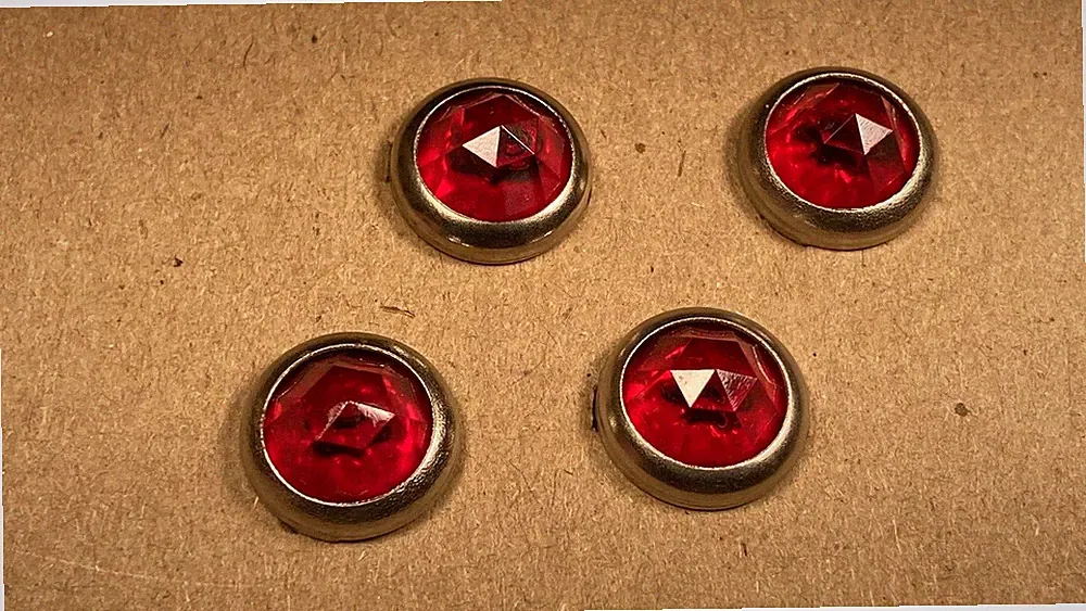 Vintage Red Jewel Reflectors Bicycle Saddlebag License Plate Biker Belt 4 Pieces