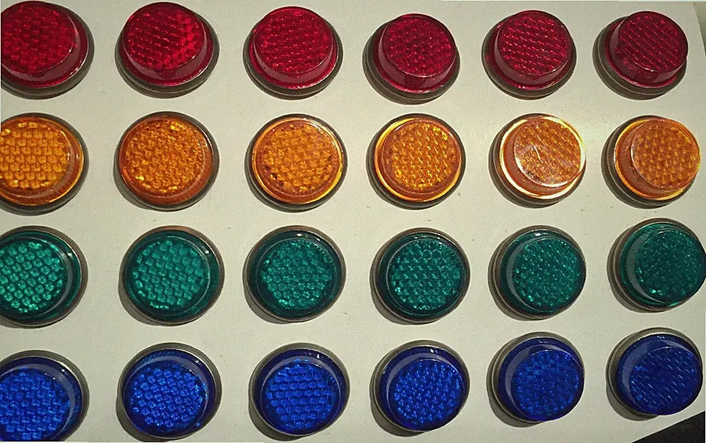 Vintage Style REFLECTORS BIKE RED BLUE GREEN AMBER 24 Pieces 6 Of Each